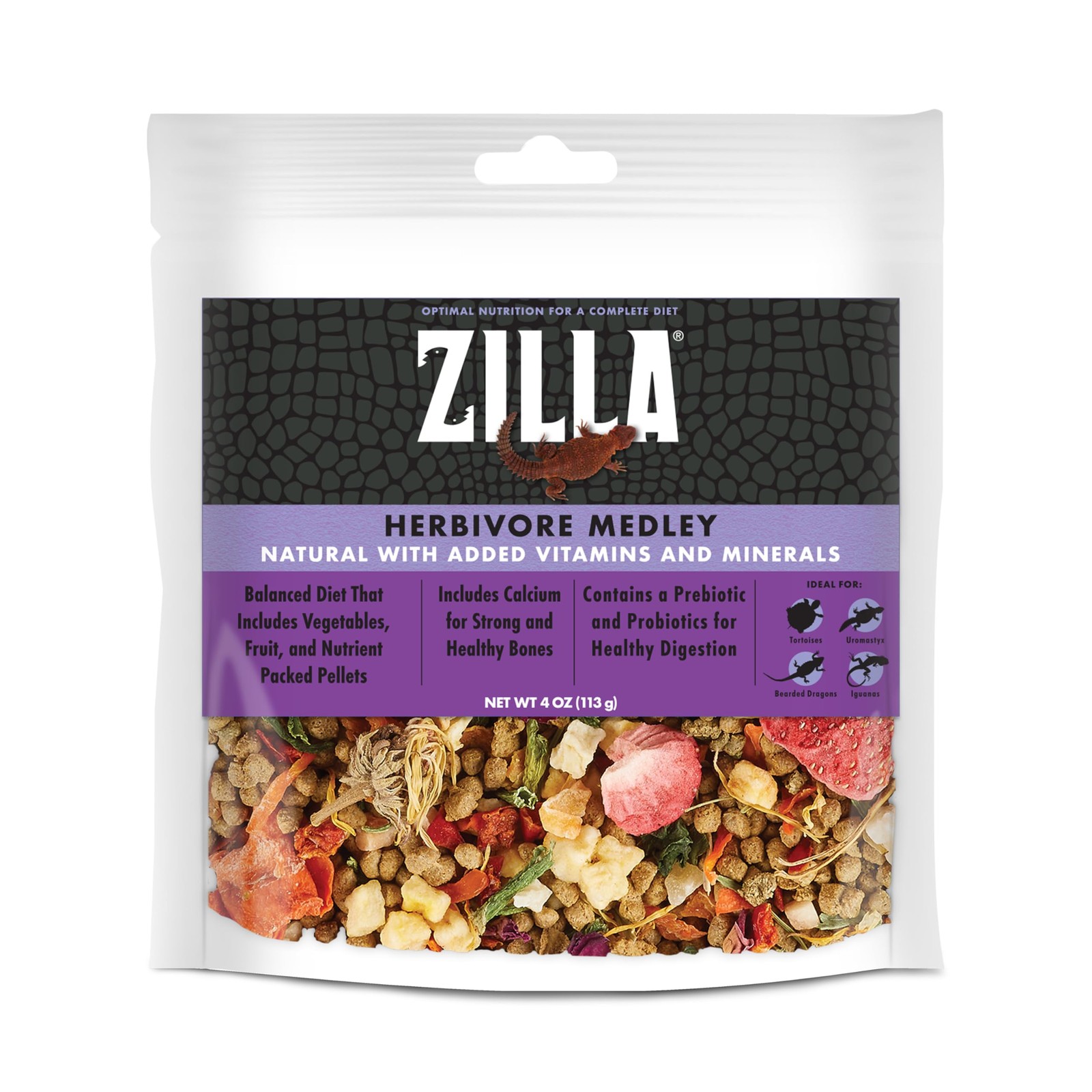 Zilla Pet Reptile Herbivore Food Medley Diet, 4 oz 4 Ounce (Pack of 1)