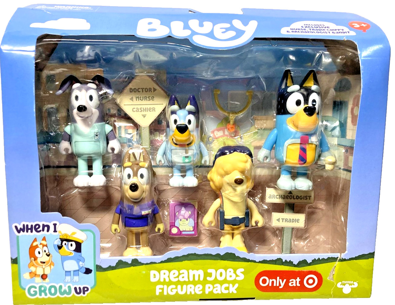 Bluey When I Grow up Dream Jobs Figure 5-pack “Chocolate Milk“ Chippy Tradie Exc
