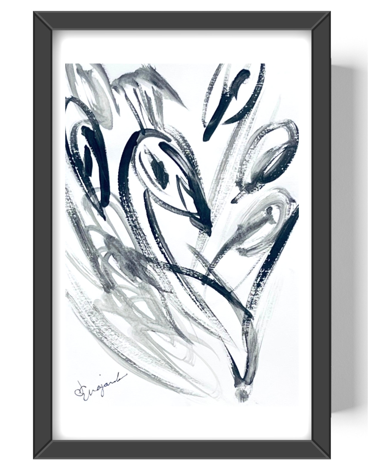 Guajardo Art Original 9x6 Expressionist Beautiful Peacock Signed Sumi-e Paper
