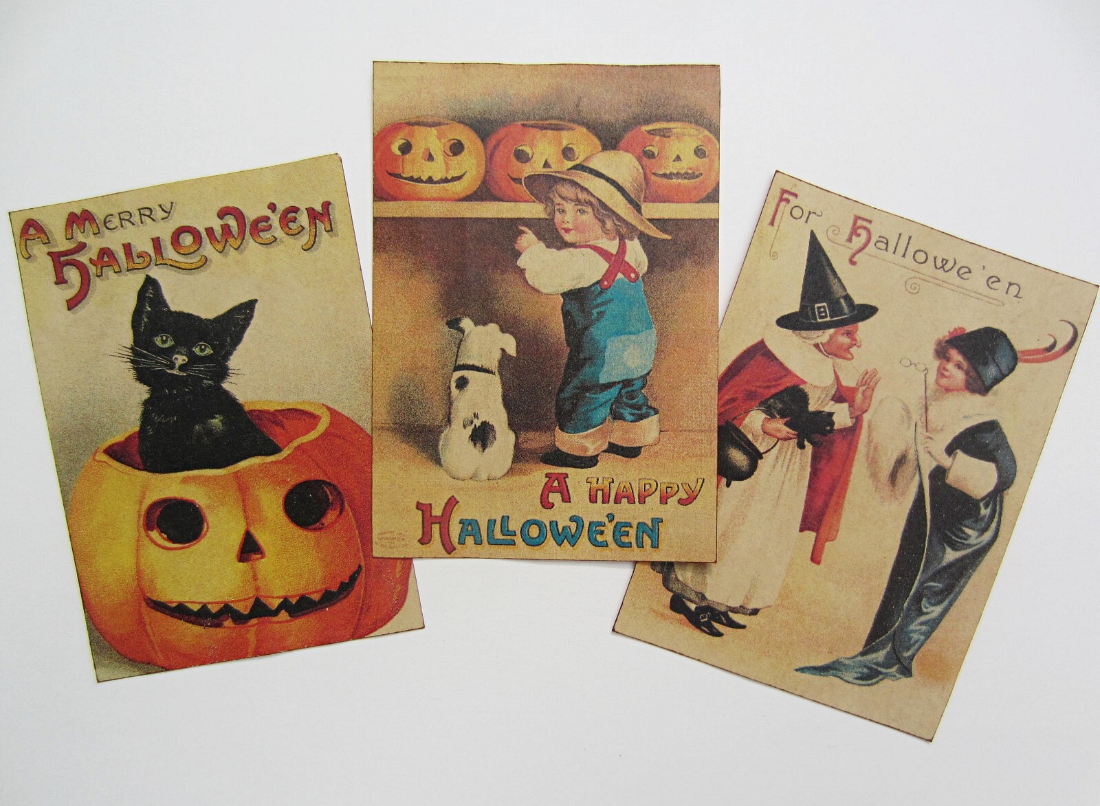 Set of 18 VICTORIAN VINTAGE-LOOK HALLOWEEN LABELS Holiday Decor Primitive/Grungy