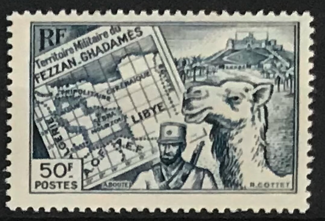 [OOS] Libya Fezzan-Ghadames #YT42 MNH 1946 Dromedary Map Soldier Camelus [1N15]