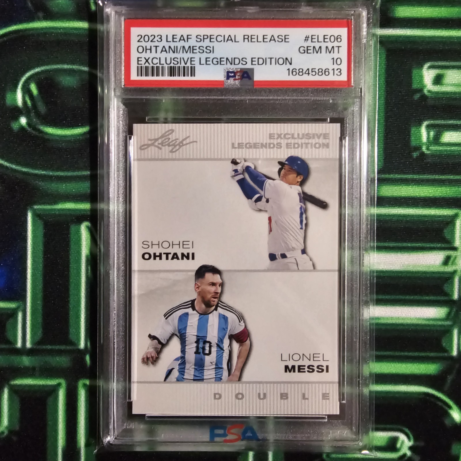 2023 LEAF SPECIAL RELEASE EXCLUSIVE LEGENDS SHOHEI OHTANI-LIONEL MESSI PSA 10
