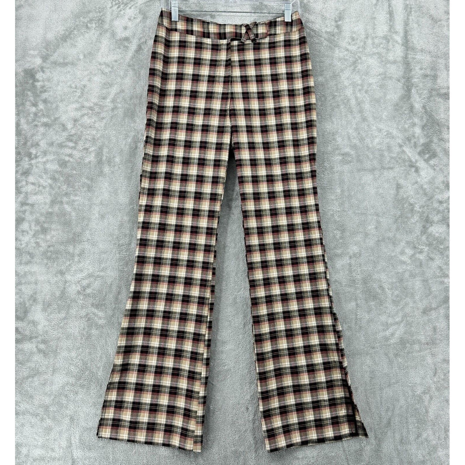 Vintage Star CCC Pants Juniors 9 Flare Leg 90s Retro Y2K Slit Hem Plaid Preppy