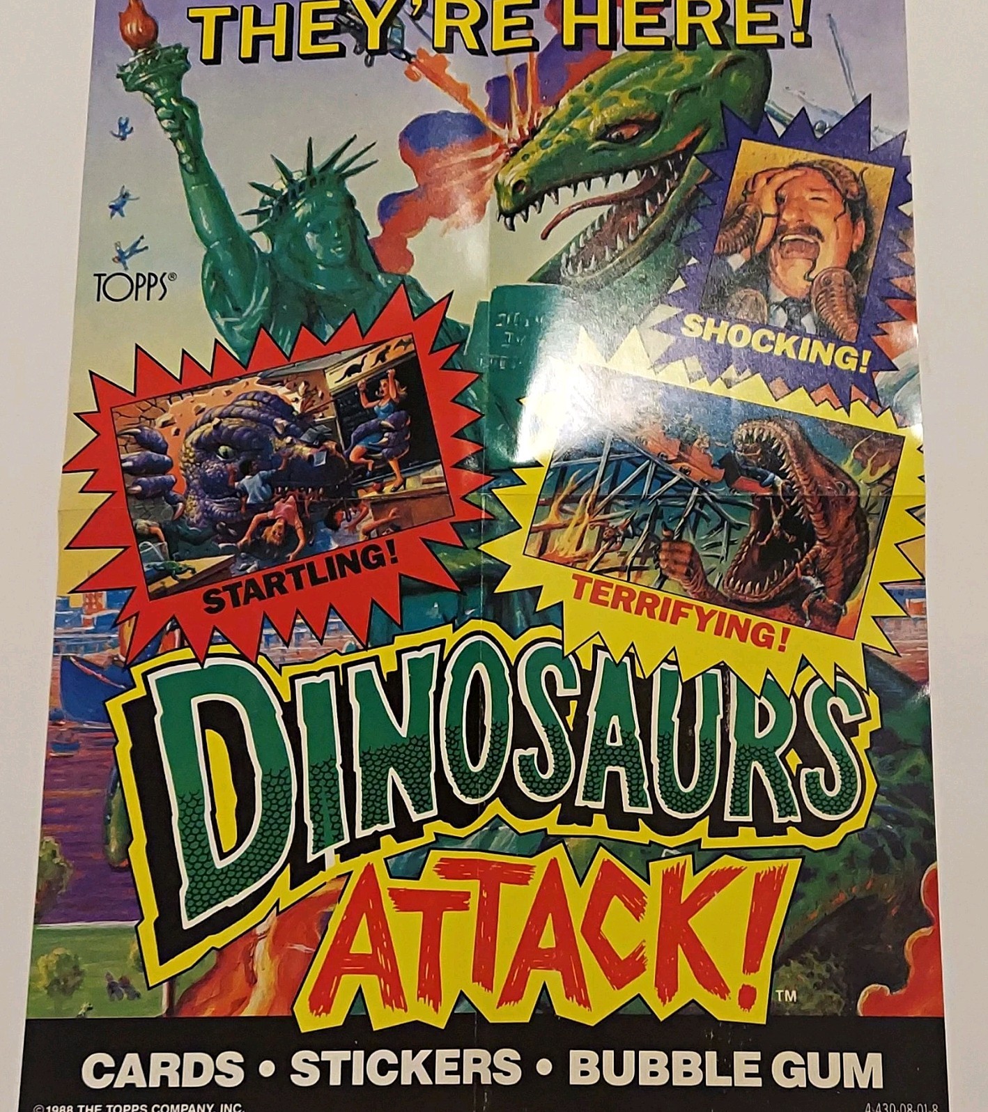 1988 Topps Dinosaurs Attack Window Display Poster NM-MT Condition 
