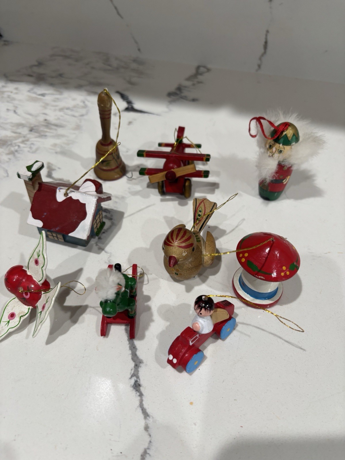 Vintage Wooden Painted Christmas Tree Ornaments. Mixed Lot Vintage Wooden Painted Christmas Tree Ornaments. Mixed Lot