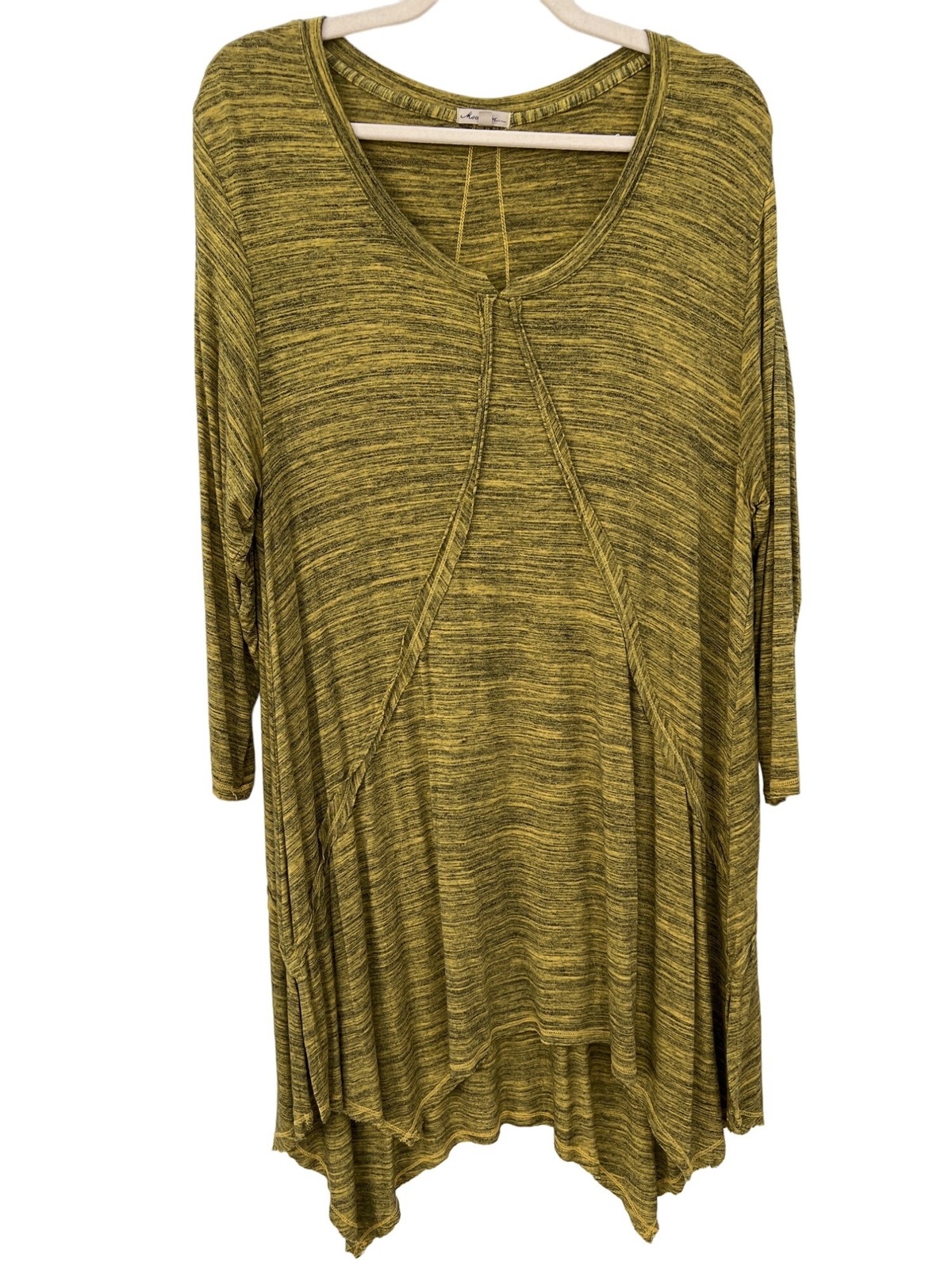 Mod-O-Doc Tunic Dress XL Space Dyed Relaxed Fit Yellow Black Lagenlook Sharkbite Mod-O-Doc Tunic Dress XL Space Dyed Relaxed Fit Yellow Black Lagenlook Sharkbite