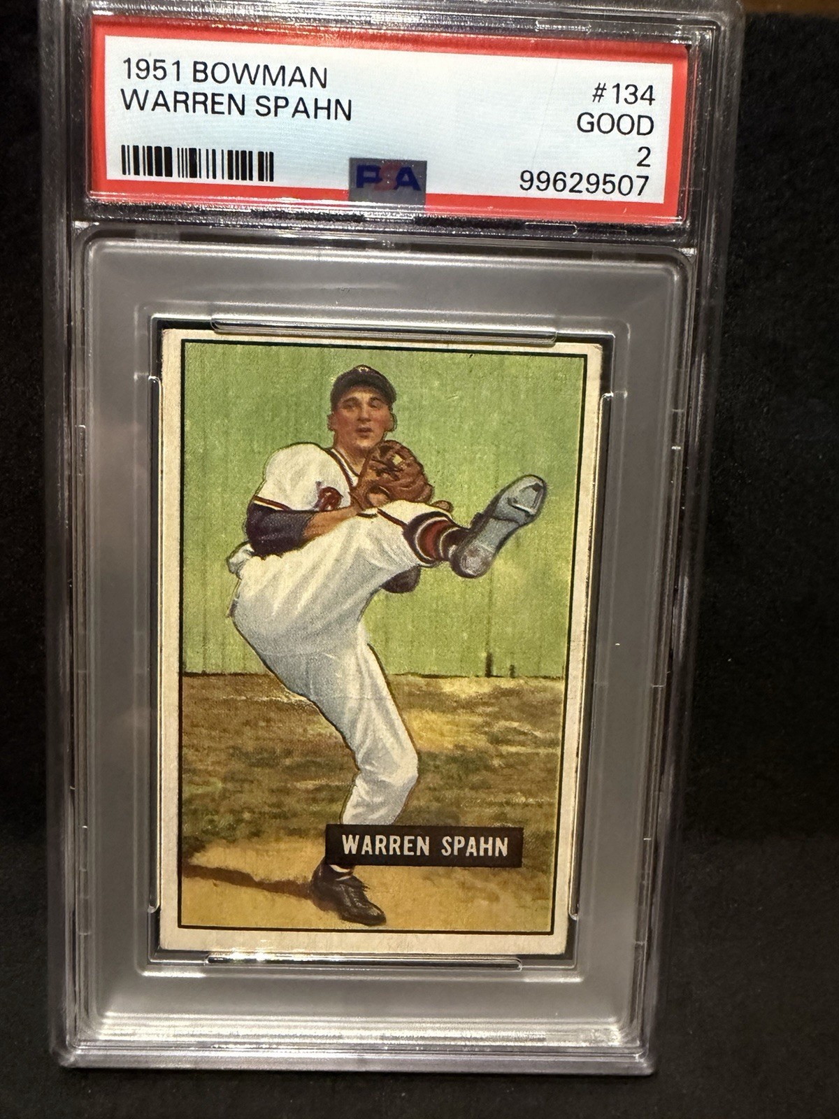 1951 Bowman Warren Spahn #134 Boston Braves PSA 2 Graded Baseball Card 1951 Bowman Warren Spahn #134 Boston Braves PSA 2 Graded Baseball Card