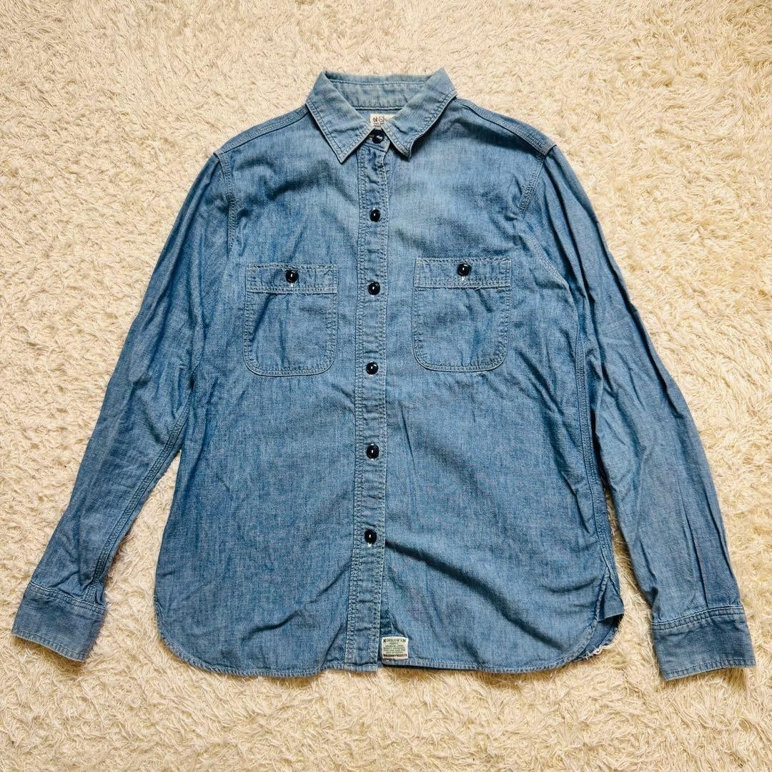 orSlow Denim Chambray Work Shirt Blue Size 2 Medium Made In Japan
