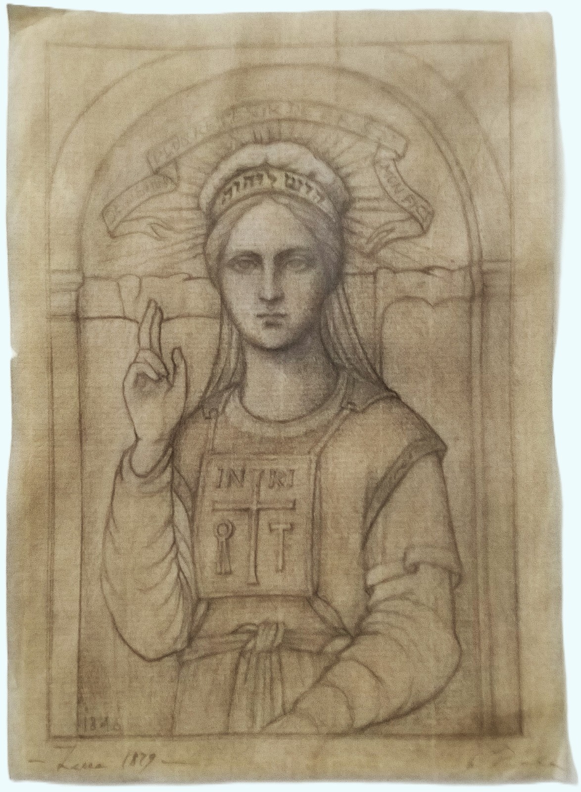 Collector\'s SALE Unique Artwork Our Lady La Salette Pencils Gold Laid Paper 