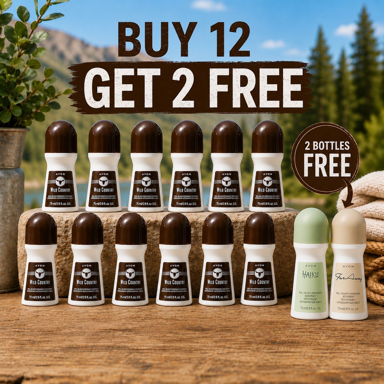 12+2 FREE - Avon DEODORANT Wild Country Roll-On-TOTAL-14 12+2 FREE - Avon DEODORANT Wild Country Roll-On-TOTAL-14