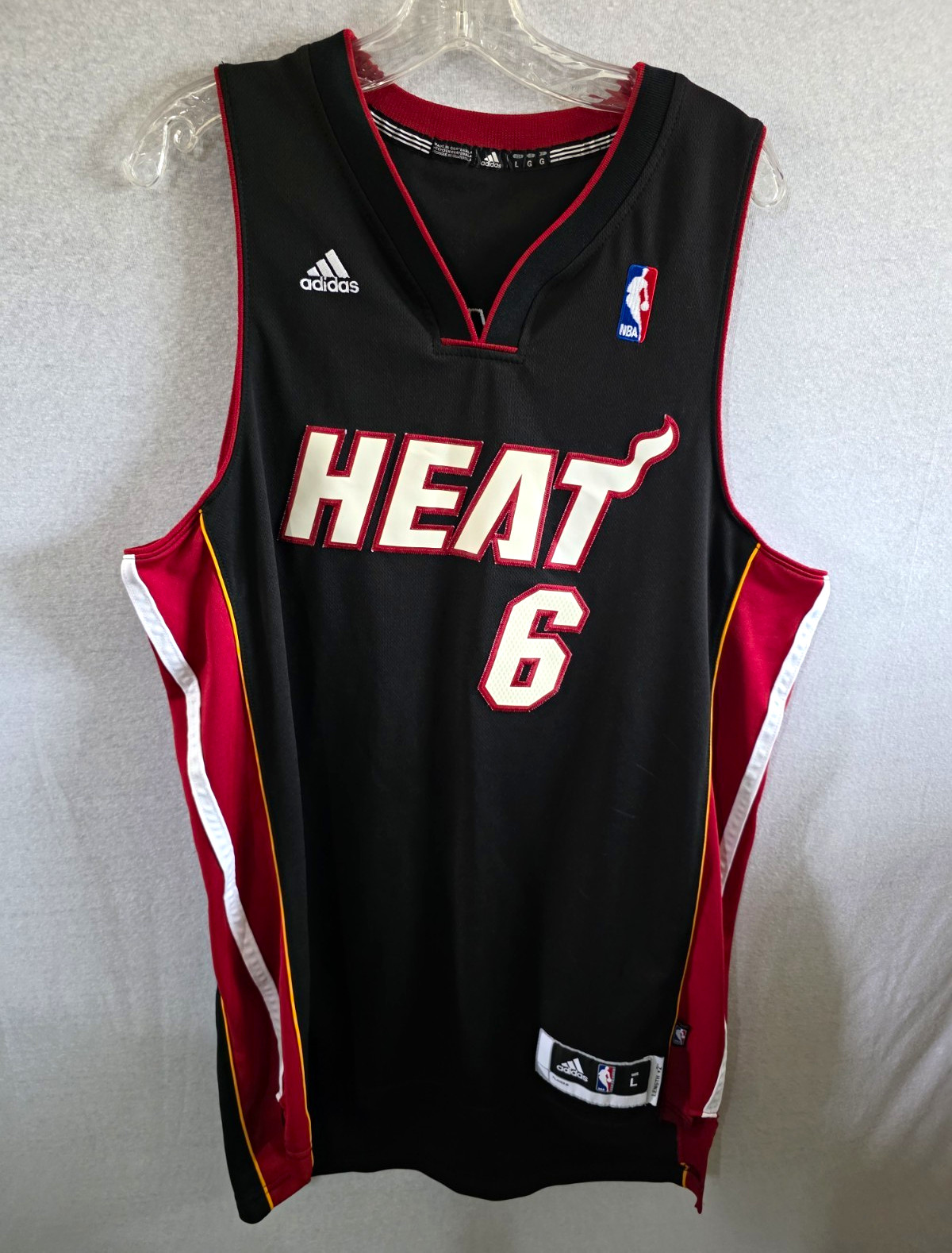 LeBron James Miami Heat Adidas Jersey Black Stitched Men\'s Large L +2 Swingman