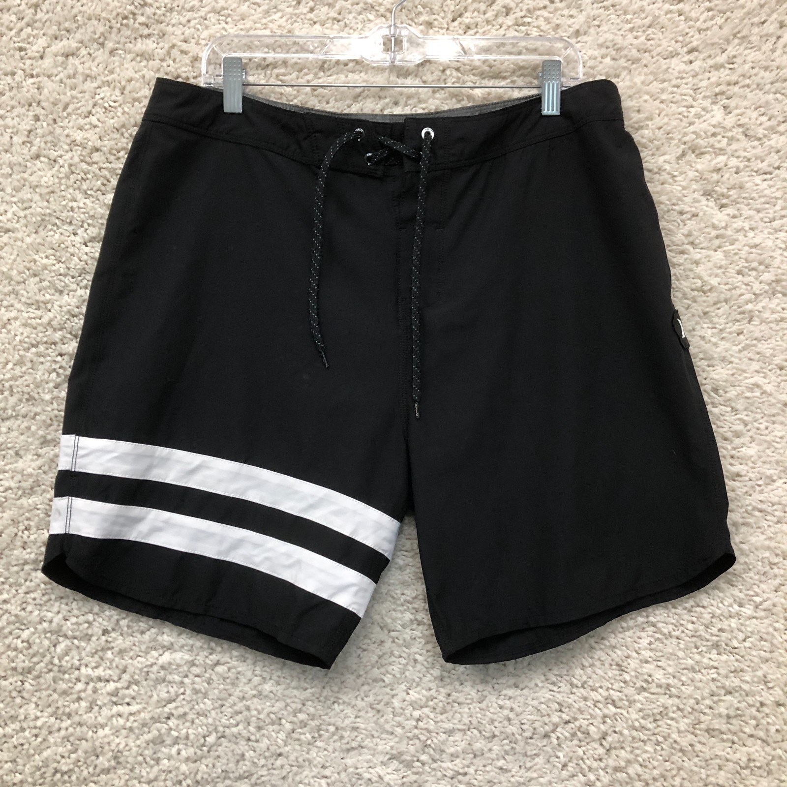 Hurley Board Shorts 34 Mens Black Surf Trunks Logo Modern Fit Phantom Swimwear
