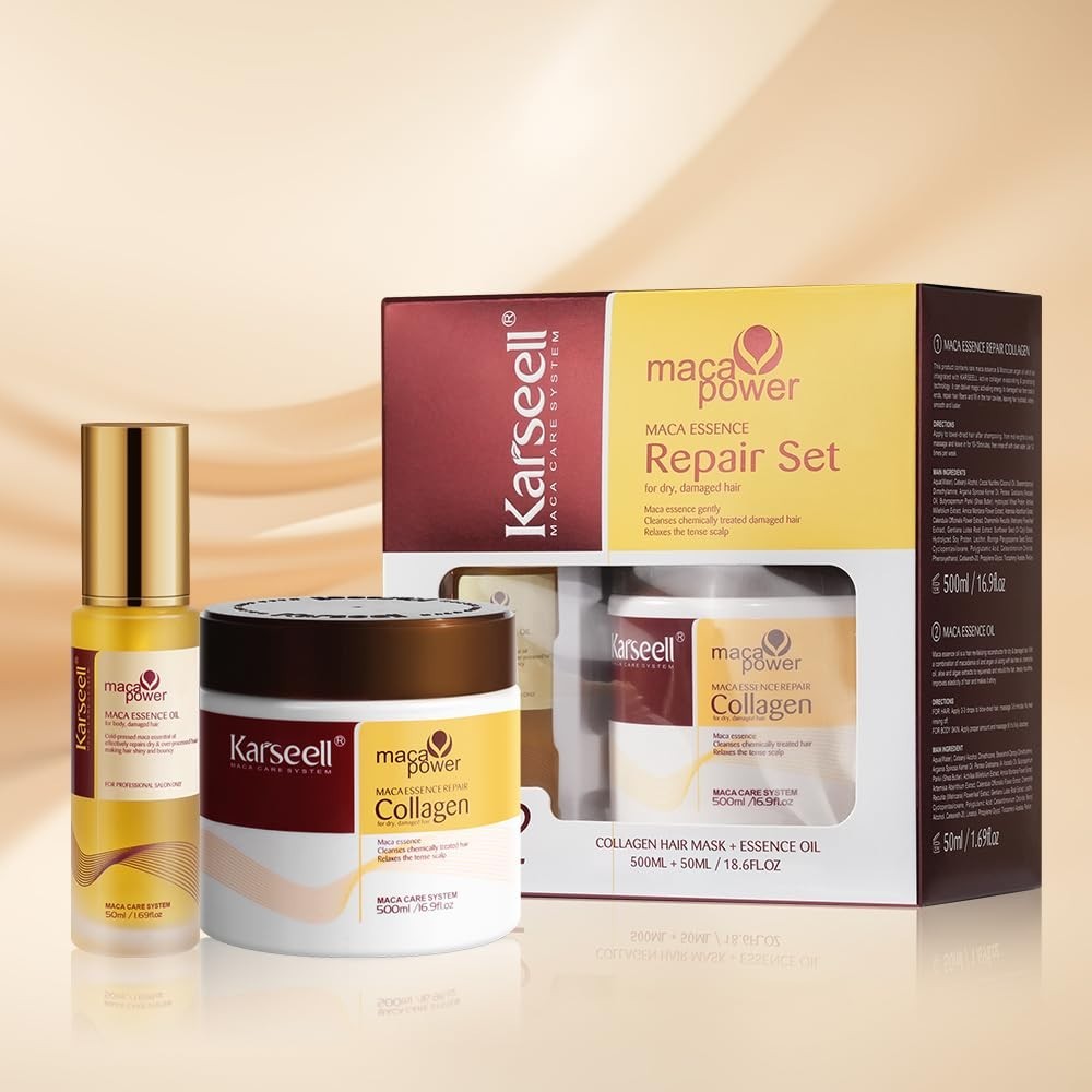 Karseell Hair Repair Set Shampoo Essence Oil Collagen Mask MACA 500ml+50ml Karseell Hair Repair Set Shampoo Essence Oil Collagen Mask MACA 500ml+50ml
