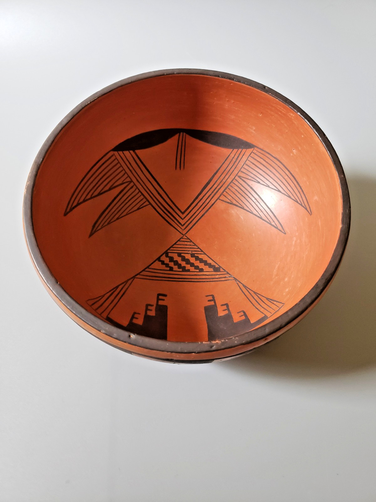 Edith Nash Hopi Tewa Redware Pottery Bowl Corn Clan Signed 7