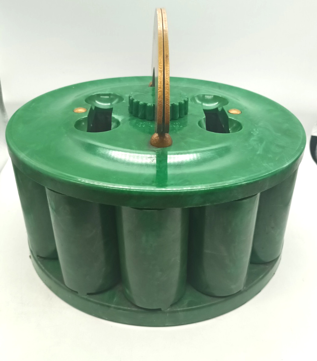 Vintage Turnit Green Catalin Plastic Poker Chip Caddy Slightly damaged
