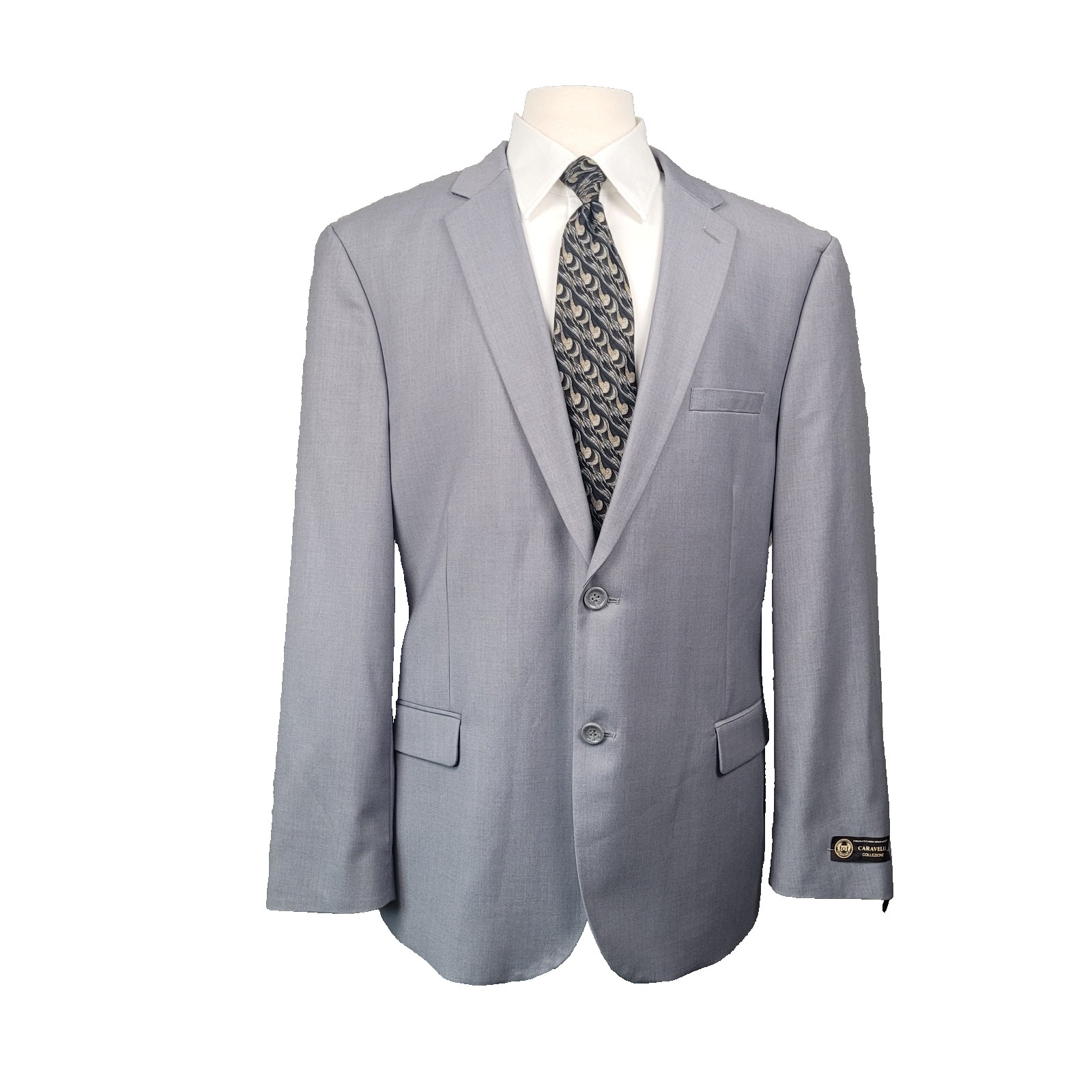 Caravelli Collezione Mens Blazer 46R NWT Light Gray Superior 150s Oxford 2B