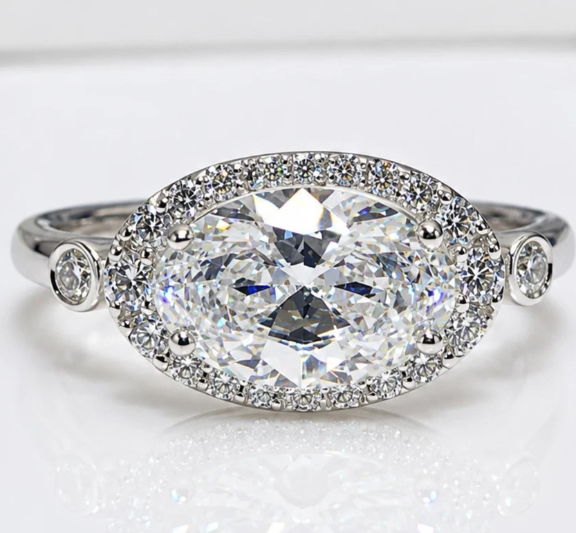 IGI 2.50Ct Oval-Cut EF/VS2 Lab Grown Diamond Halo Engagement Ring 14K White Gold