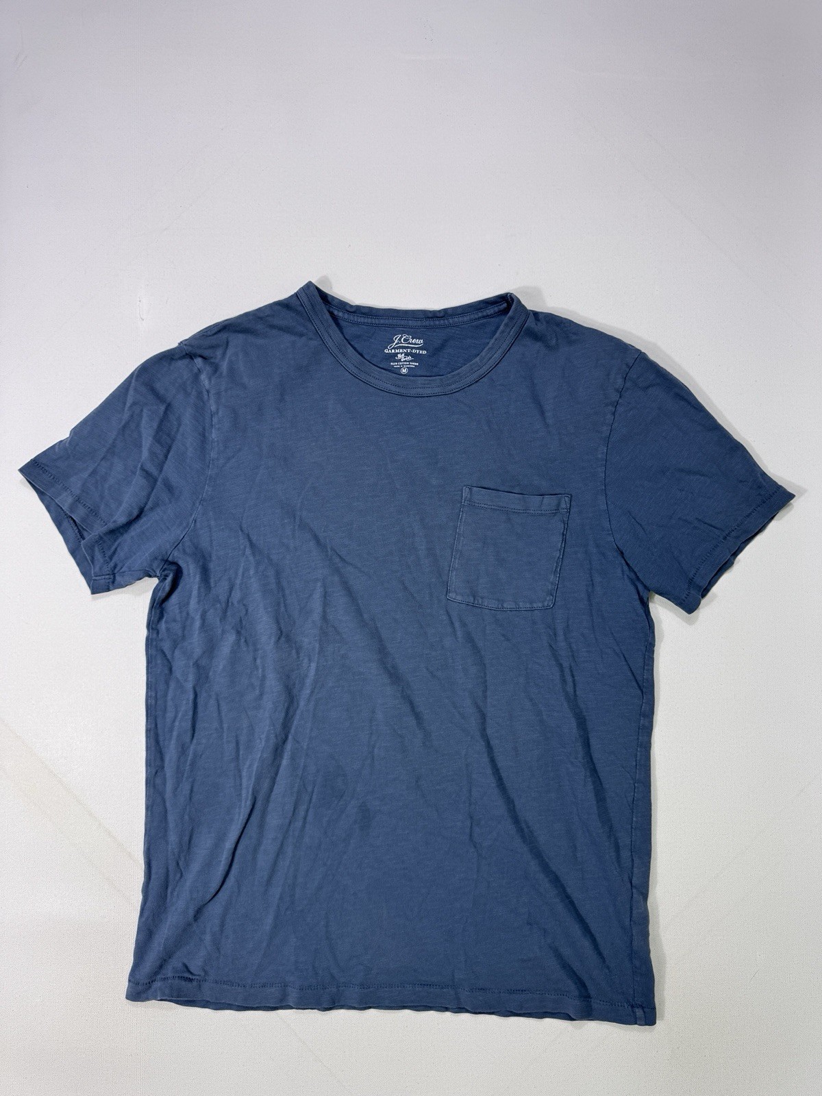 J. Crew Garment Dyed Shirt Men\'s Medium Blue Short Sleeve Minimalist Casual J. Crew Garment Dyed Shirt Men\'s Medium Blue Short Sleeve Minimalist Casual