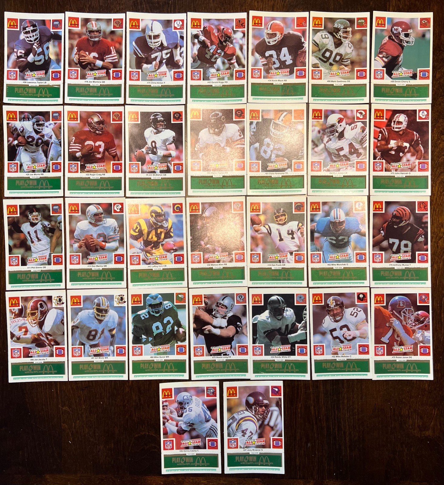 1986 McDonald's Play & Win All Star Team Complete Set (30) Unscratched Green 1986 McDonald's Play & Win All Star Team Complete Set (30) Unscratched Green