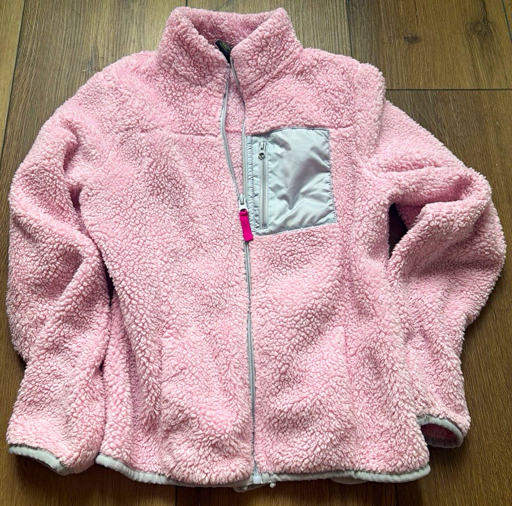 Xersion Girls 14 Pink/Gray Sherpa Fleece Full Zip Jacket w/ Pockets