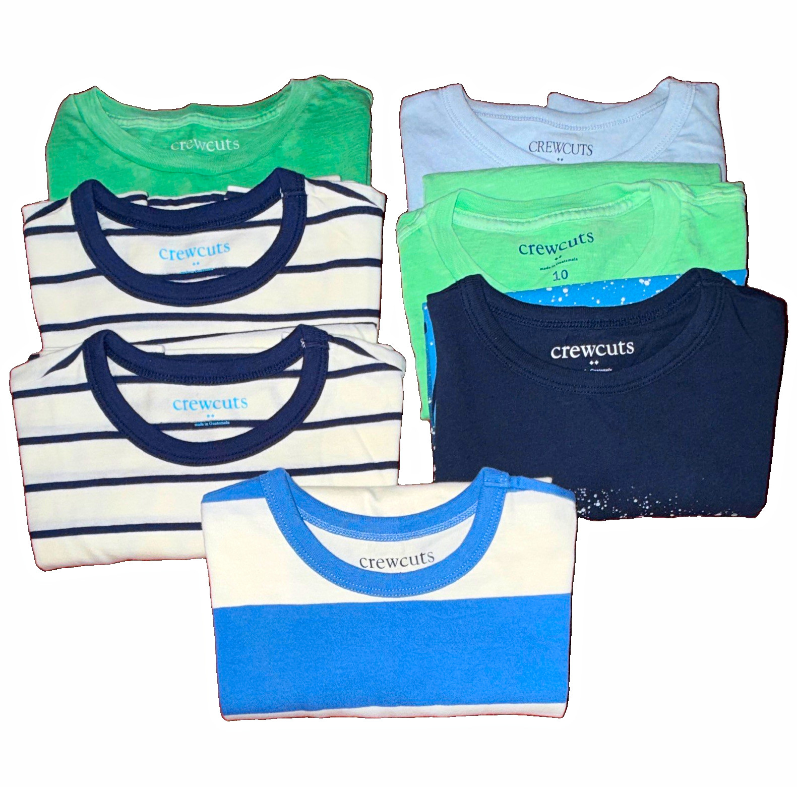 crewcuts Boys Size 10 T-Shirt Lot Short Sleeve Crew Neck Striped Multicolor
