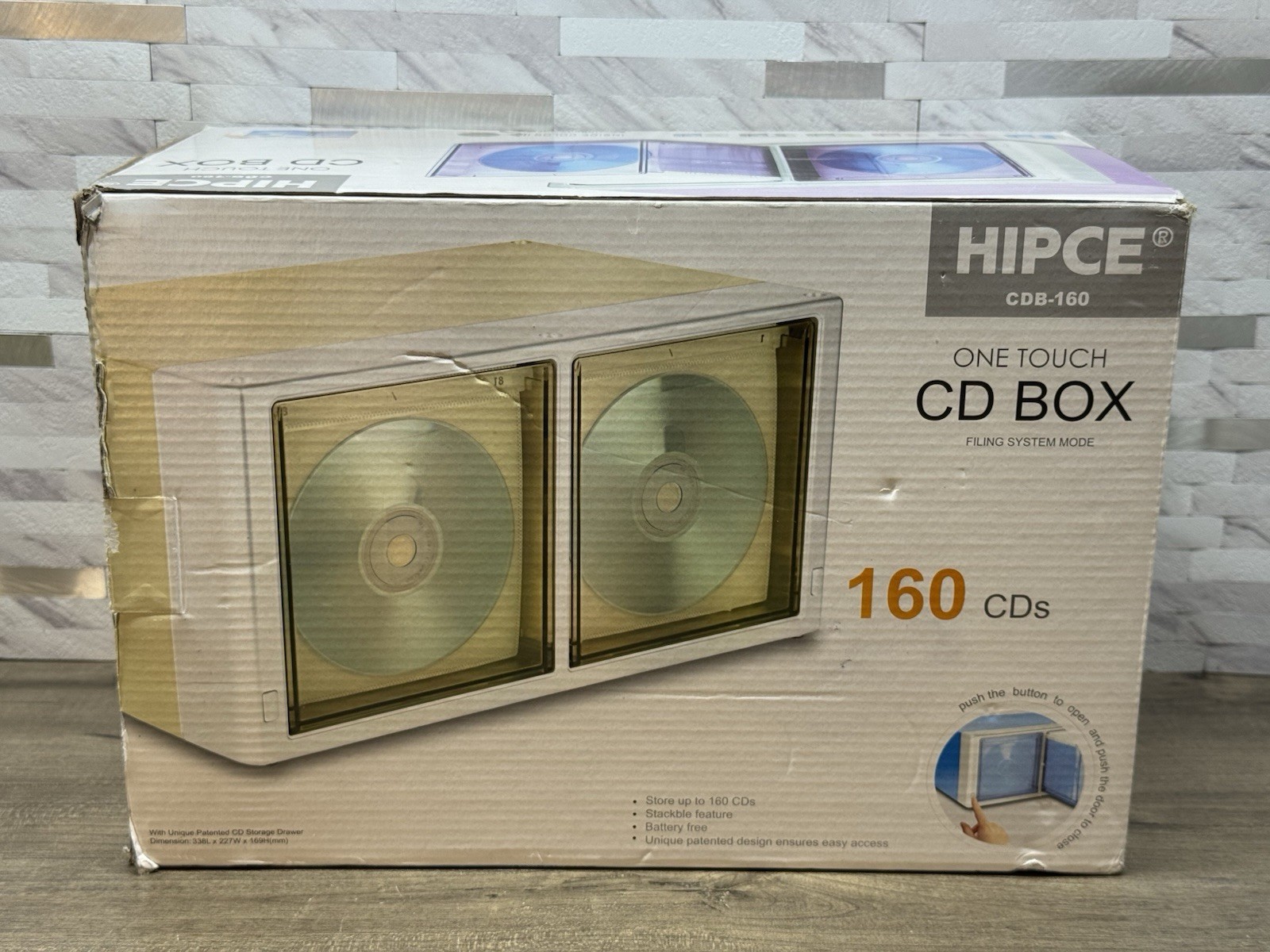 NEW HIPCE Touch Button 160 CD DVD Storage Box Auto Open Slide-Out Case -Silver NEW HIPCE Touch Button 160 CD DVD Storage Box Auto Open Slide-Out Case -Silver