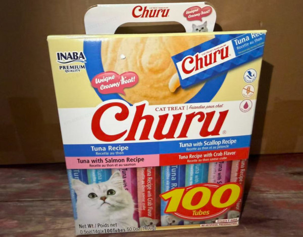 INABA Churu Cat Treats, Lickable, Squeezable Creamy Purée with Vitamin E, 0.5 Ou