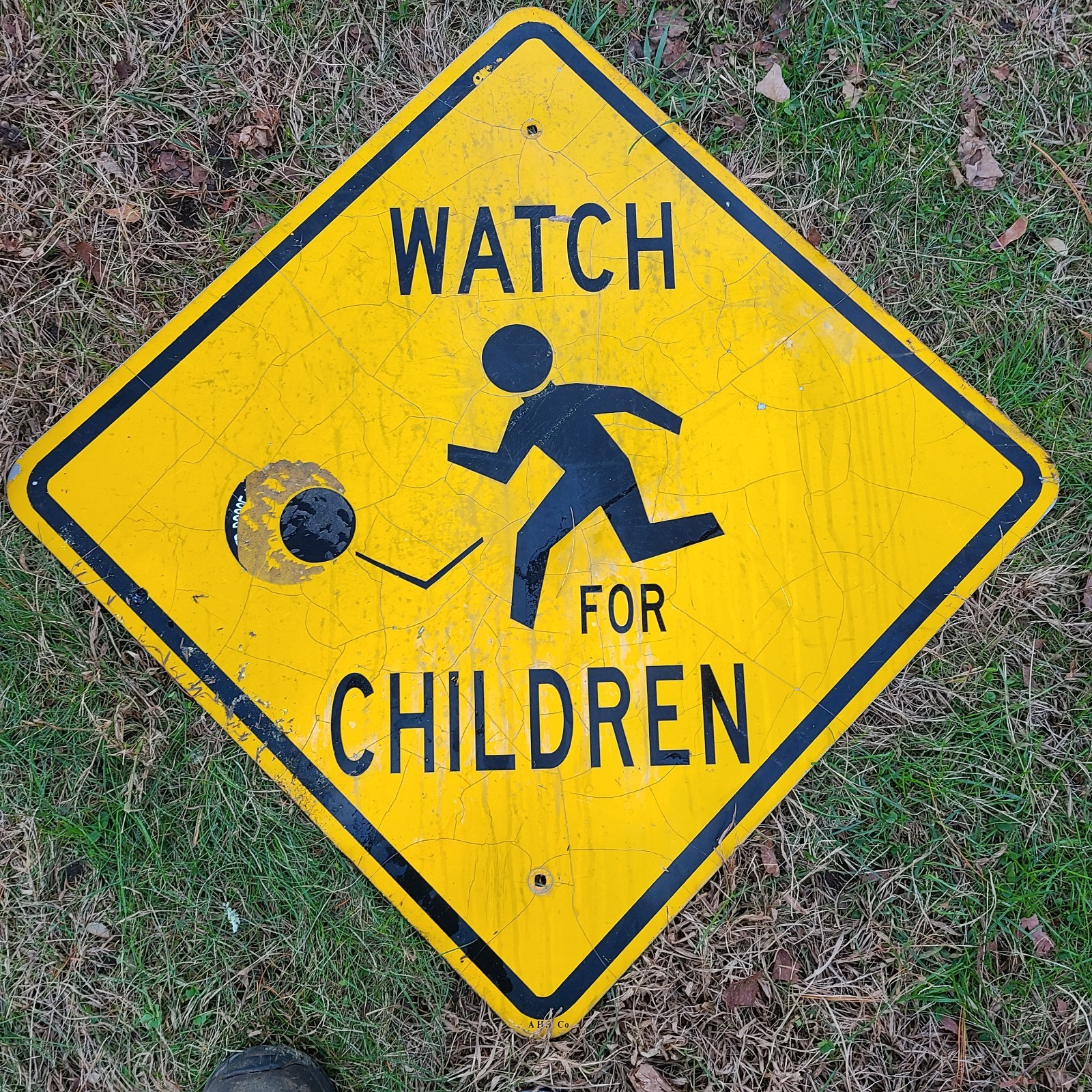 Vintage Retired Watch Children Highway Traffic Caution Sign Road Street 32x32