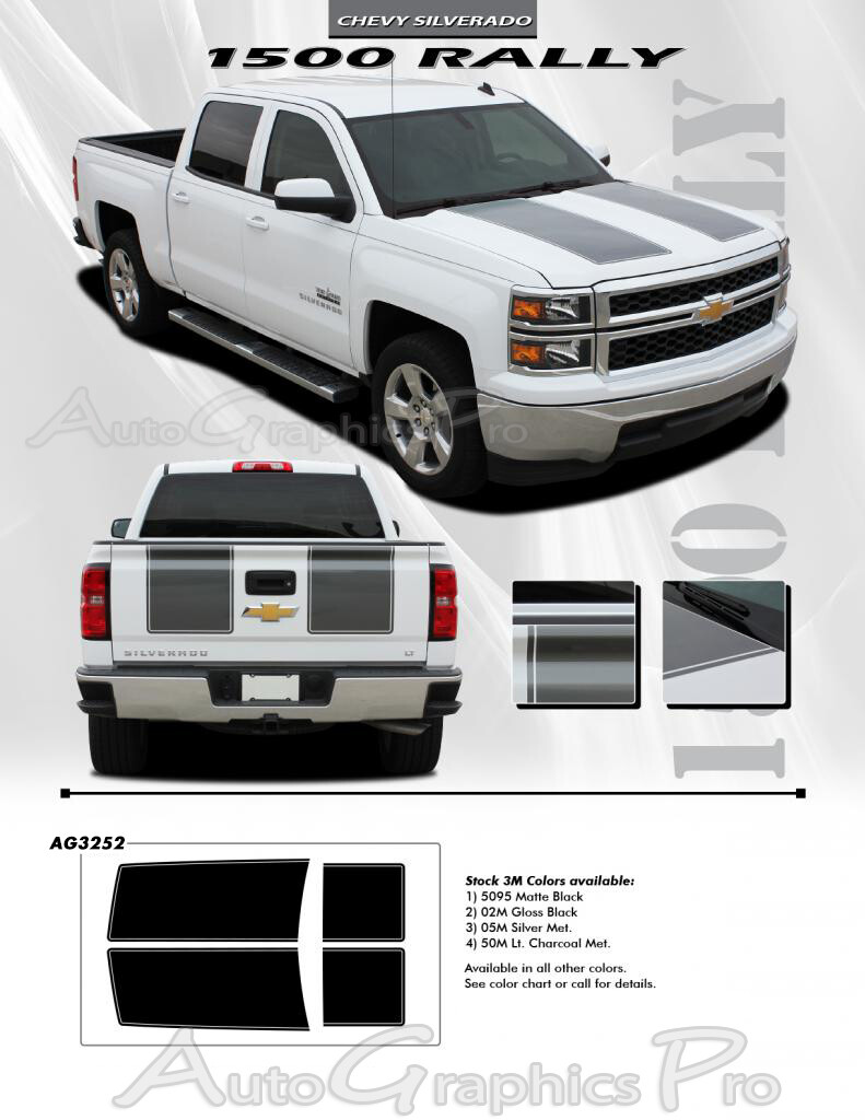 Chevy Silverado RALLY 1500 Vinyl Graphics Kit Racing Decals Stripe for 2014-2015