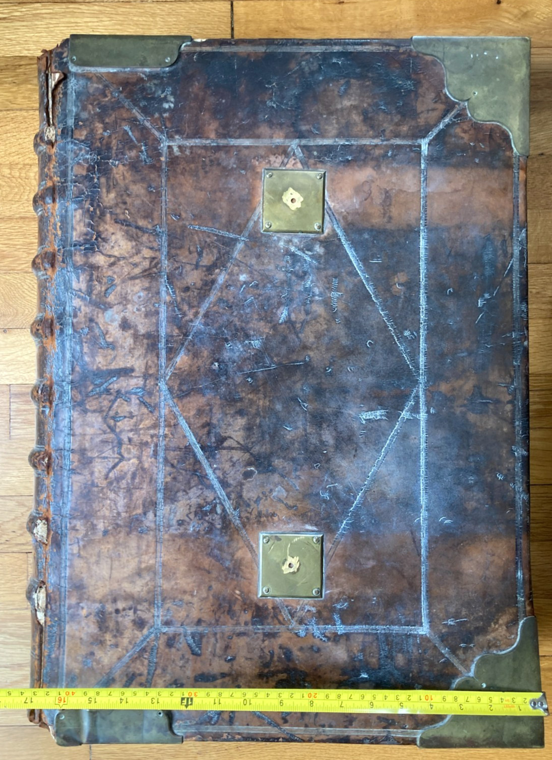 MASSIVE 18th C French Gradual Choir Book Stenciled Manuscript Hand Painted