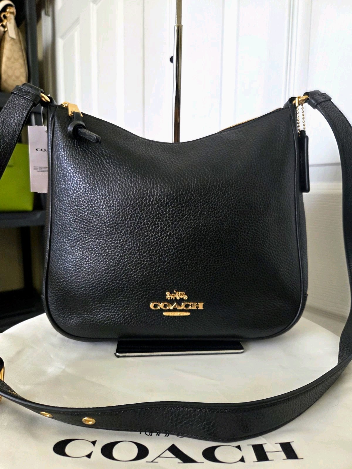 NEW Coach Black Pebbled Leather Ellie Crossbody Shoulder Bag Black /Gold NEW Coach Black Pebbled Leather Ellie Crossbody Shoulder Bag Black /Gold