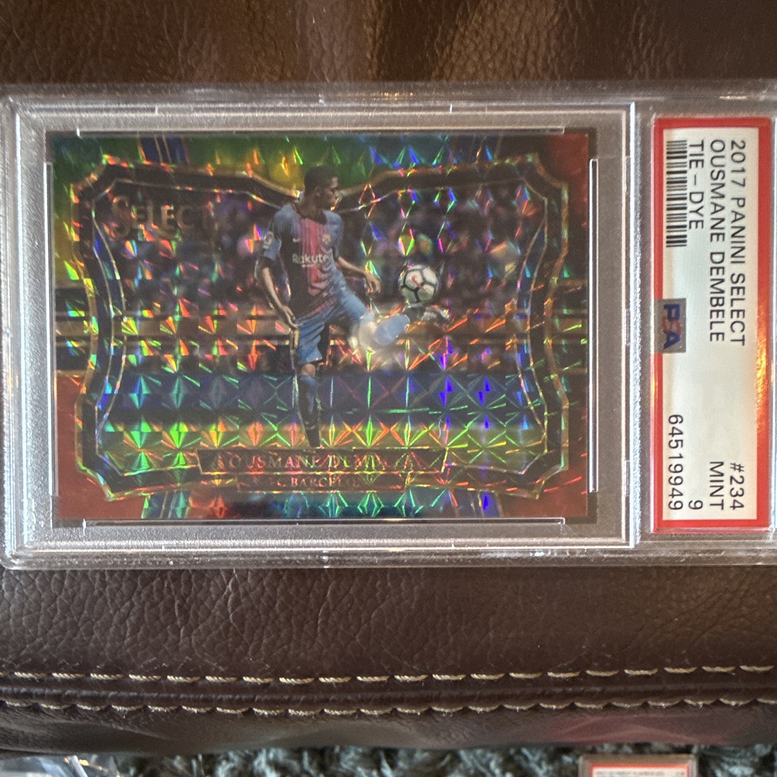 2017-18 PANINI SELECT FIELD LEVEL 234 OUSMANE DEMBELE TIE-DYE PRIZM /30 PSA 9