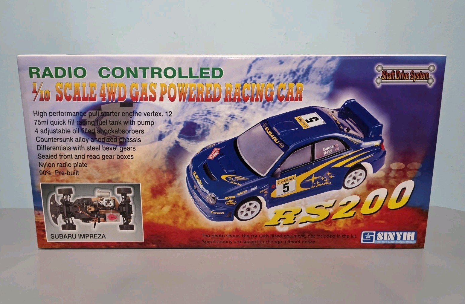 Vintage Sinyih RS200 1/10 Scale 4WD Nitro Gas RC Car Subaru Impreza WRC NOS Kit