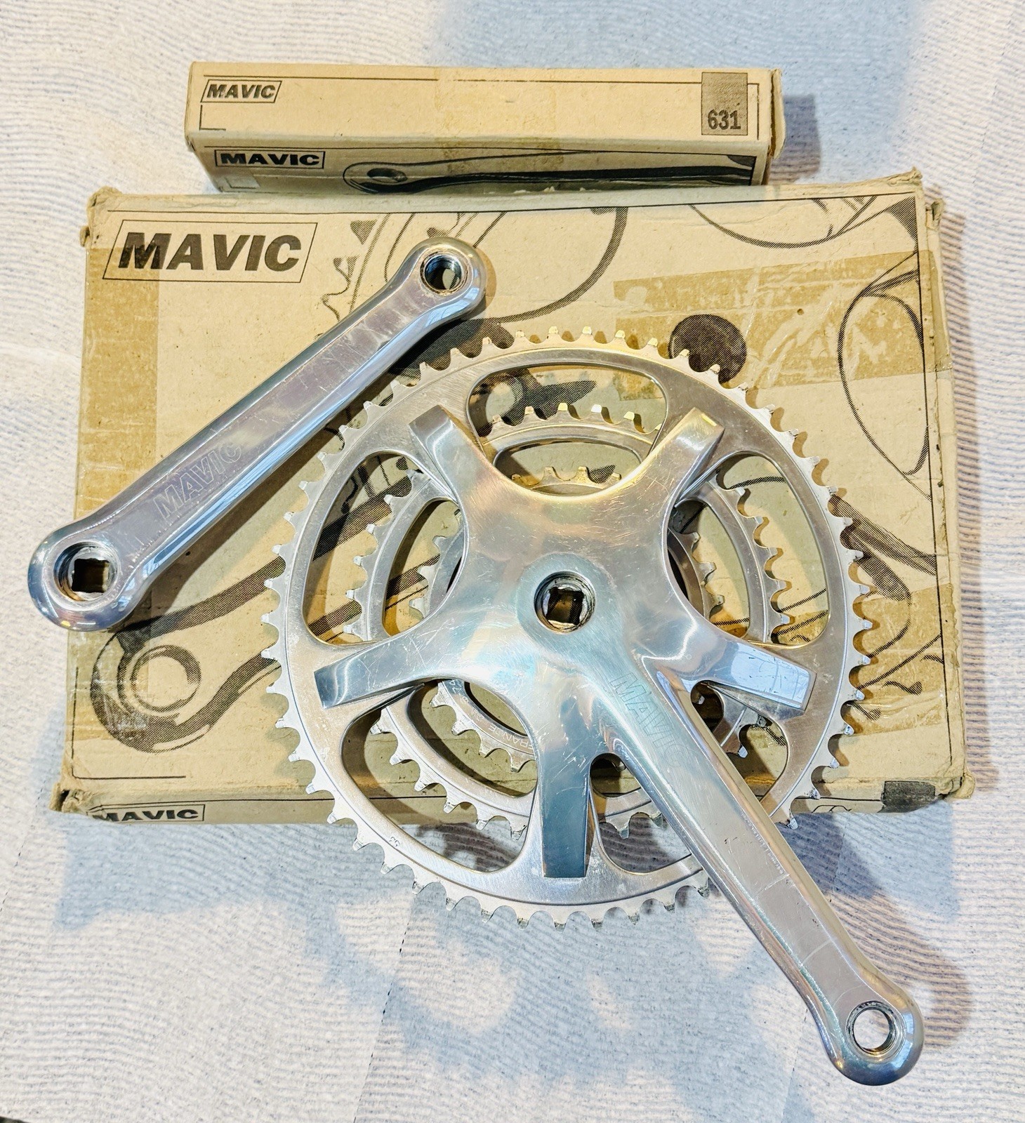 Vintage Mavic 631 Starfish 53/39/28 Triple Crankset 170mm Box Road Bike Vintage Mavic 631 Starfish 53/39/28 Triple Crankset 170mm Box Road Bike