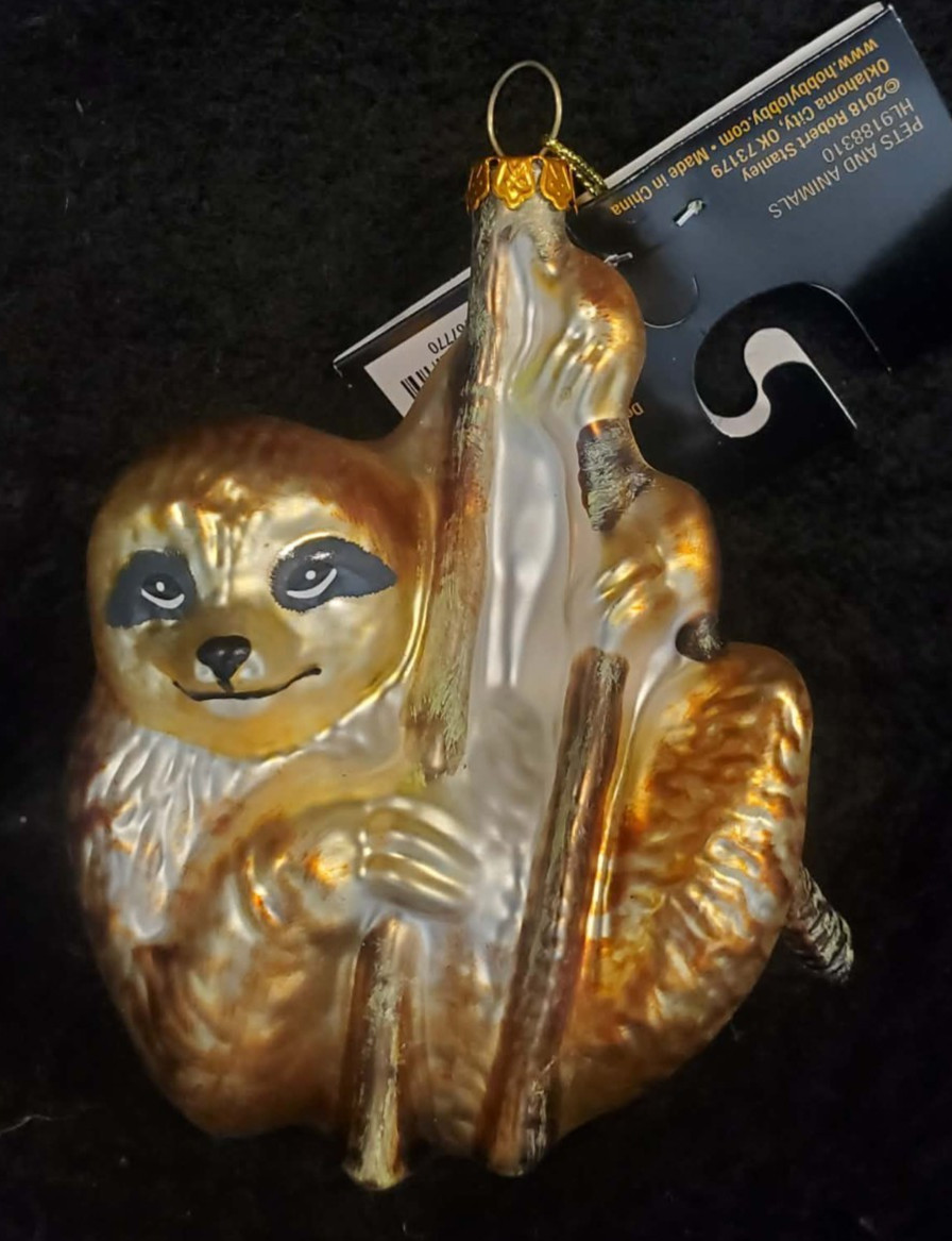 New Sloth Ornament Glass Robert Stanley Christmas 4” New Sloth Ornament Glass Robert Stanley Christmas 4”
