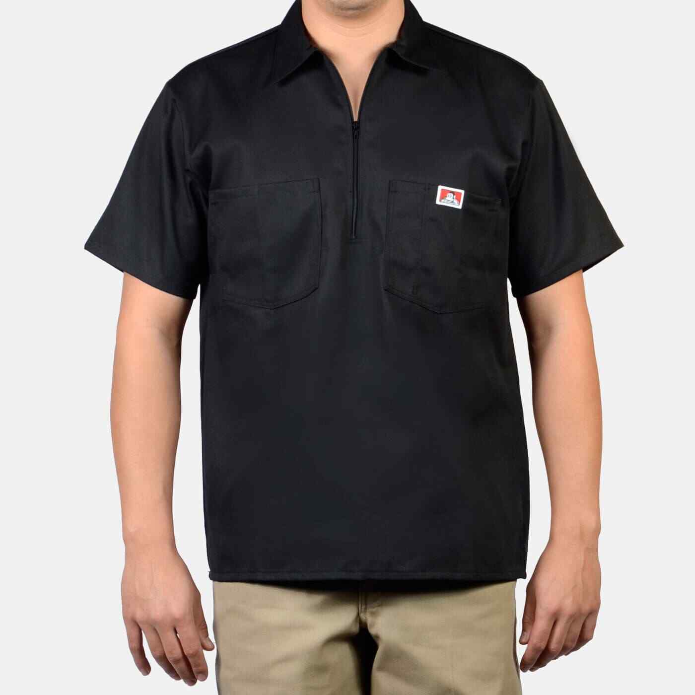 Ben Davis 1/2 Zip Up Work Shirt Solid/Stripes/Plaid Short Sleeve [LR]