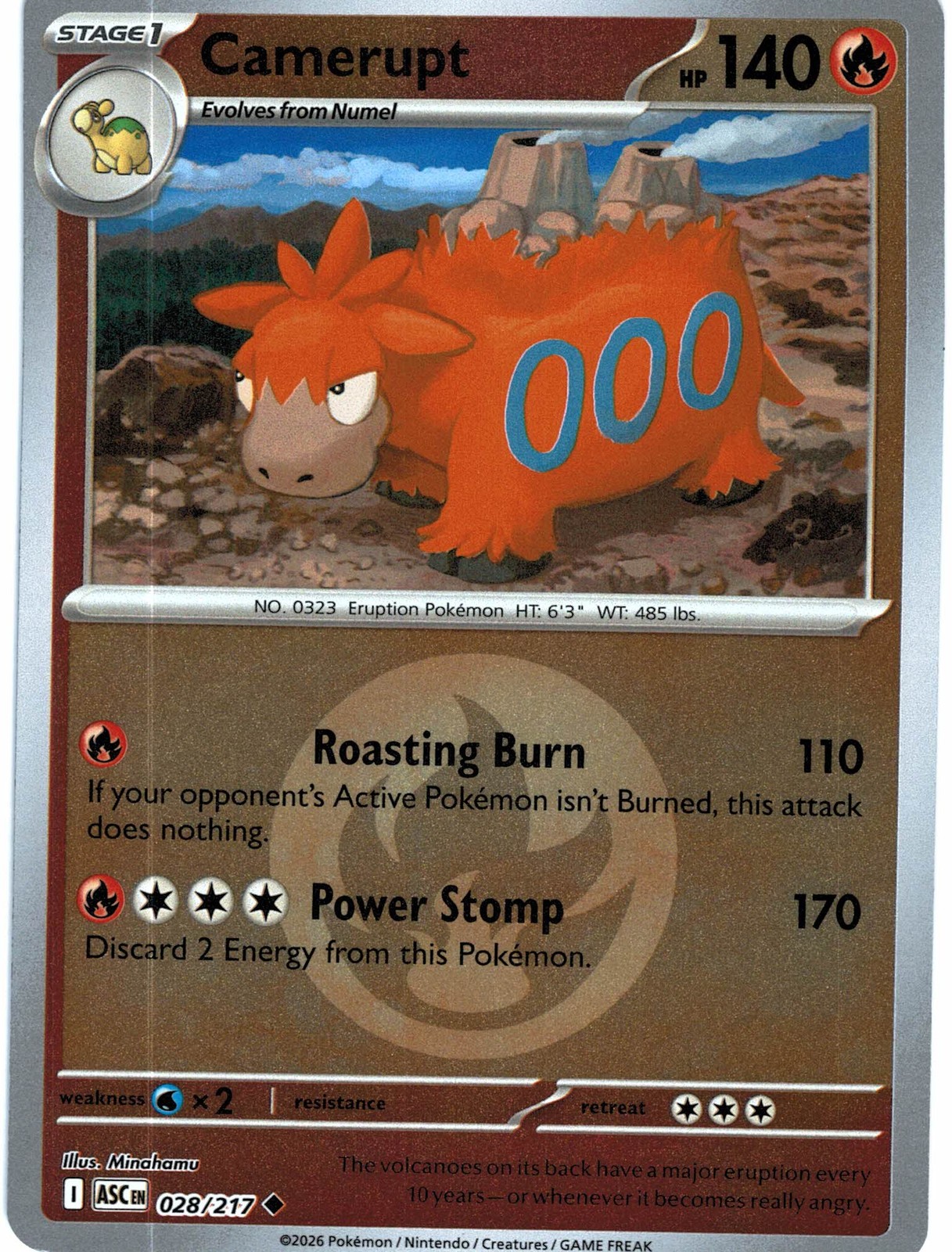 Camerupt (Energy Symbol Pattern) 028/217 Uncommon ME: Ascended Heroes Pokemon Camerupt (Energy Symbol Pattern) 028/217 Uncommon ME: Ascended Heroes Pokemon