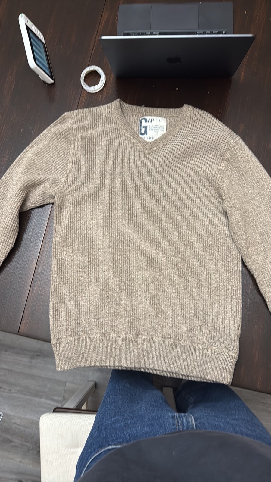 Vintage 90s Gap Blue Label Ribbed V-Neck Sweater