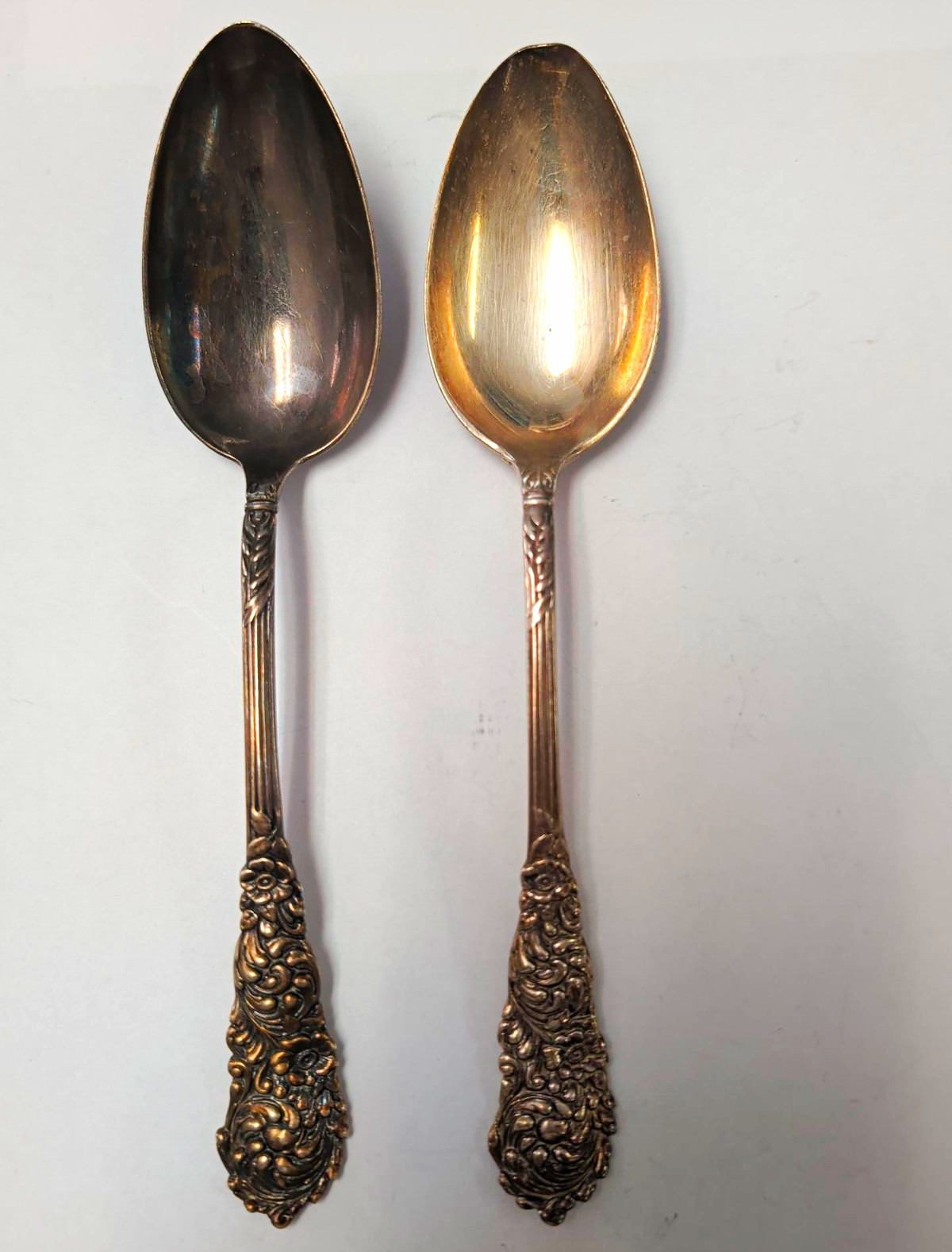 .Antique Sterling Silver Serving Spoons Pair 8