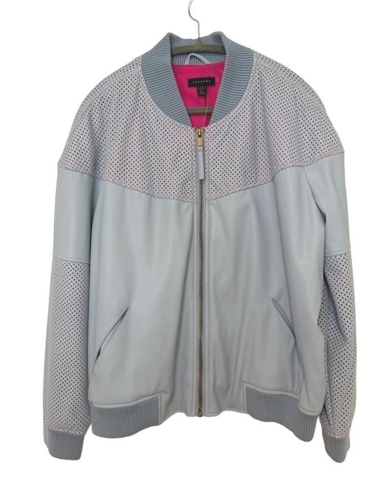 NWOT Topshop Women’s 12 Gray Pink Mesh Bomber Jacket Lightweight Zip Up NWOT Topshop Women’s 12 Gray Pink Mesh Bomber Jacket Lightweight Zip Up