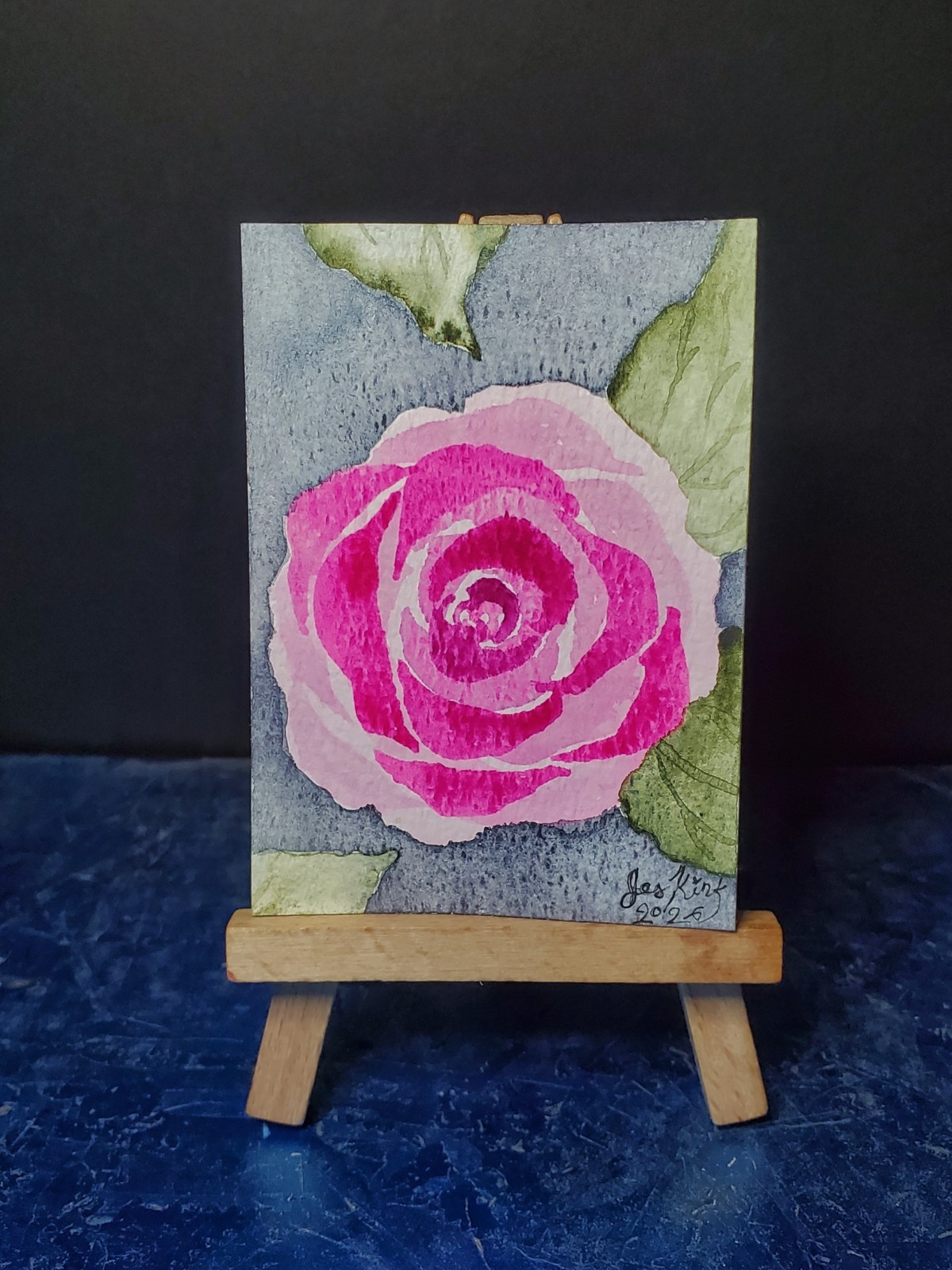 aceo original painting 2.5 x 3.5 watercolor rose