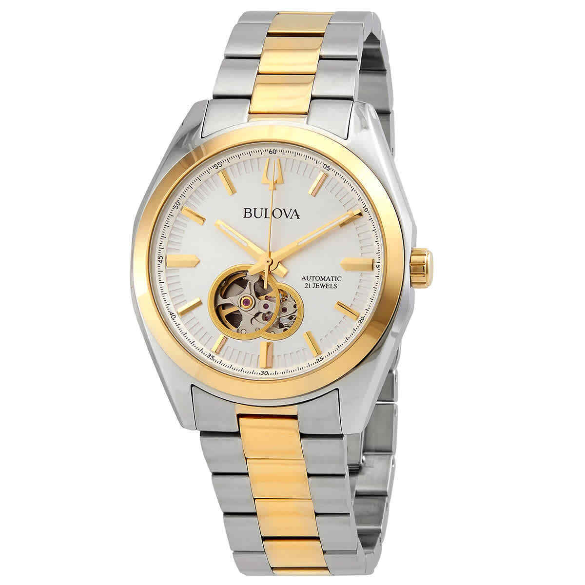 Bulova Surveyor 43mm Silver Stainless Steel Case, Silver/Gold Stainless Steel...