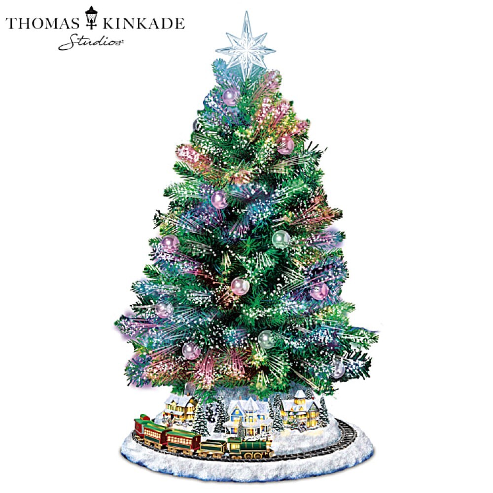 Bradford Thomas Kinkade Table Christmas Tree Music Color Changing Rotating Train Bradford Thomas Kinkade Table Christmas Tree Music Color Changing Rotating Train