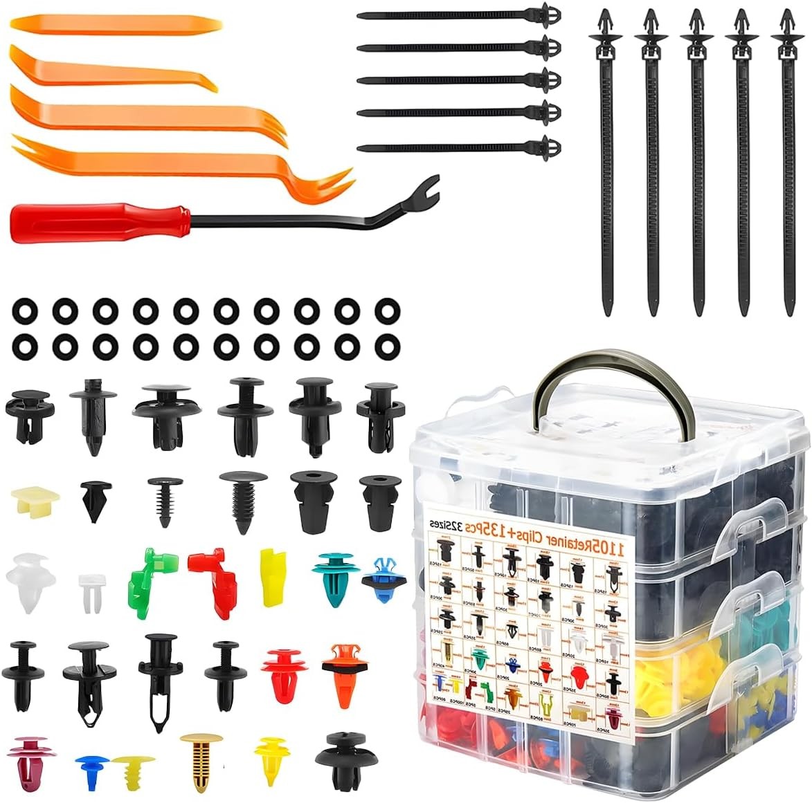 1240PCS Car Push Retainer Clips & Fasteners Kit – 32 Universal Sizes Nylon Bum