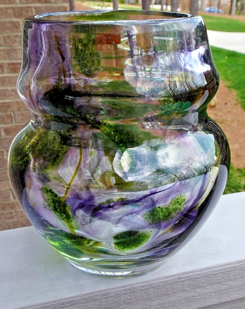1977 Signed Fostoria Art Glass Interpretations Jamie Carpenter Glitter  Vase