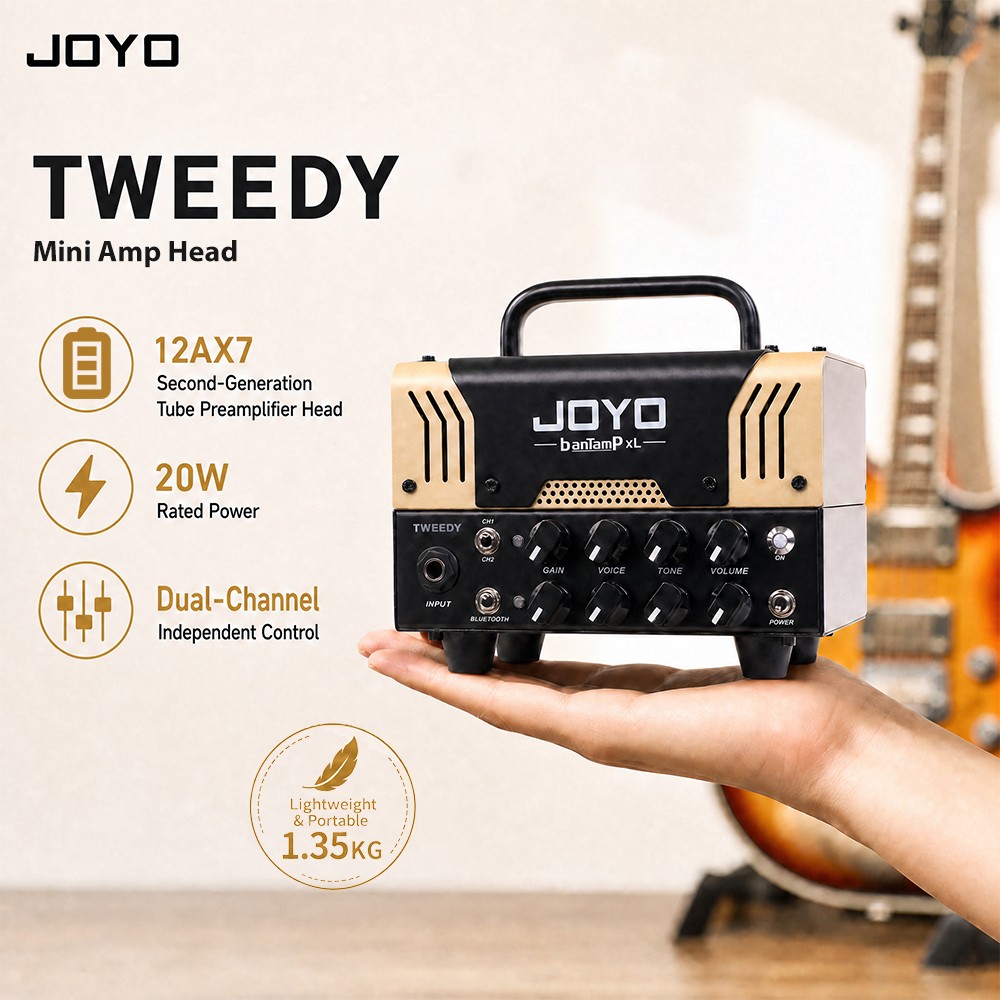 JOYO Mini Amp Guitar Amplifier Tube Head 20W 2 Channel Rock American Sounds