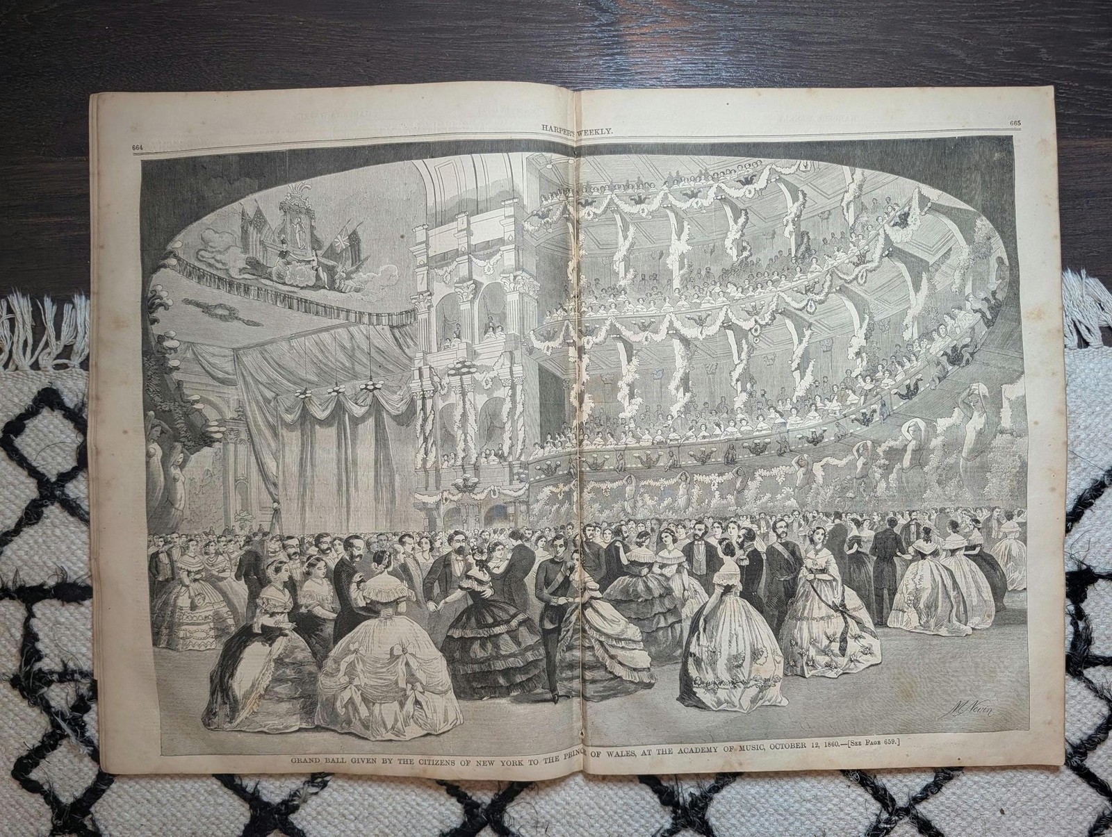1860 Winslow Homer Prince of Wales Front Page, Grand Ball Centerfold — Oct 20