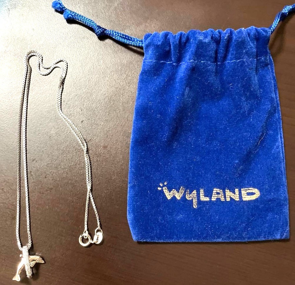 Wyland Dolphin Pendant Necklace Silver 925 Box Chain Marine Art New Unused