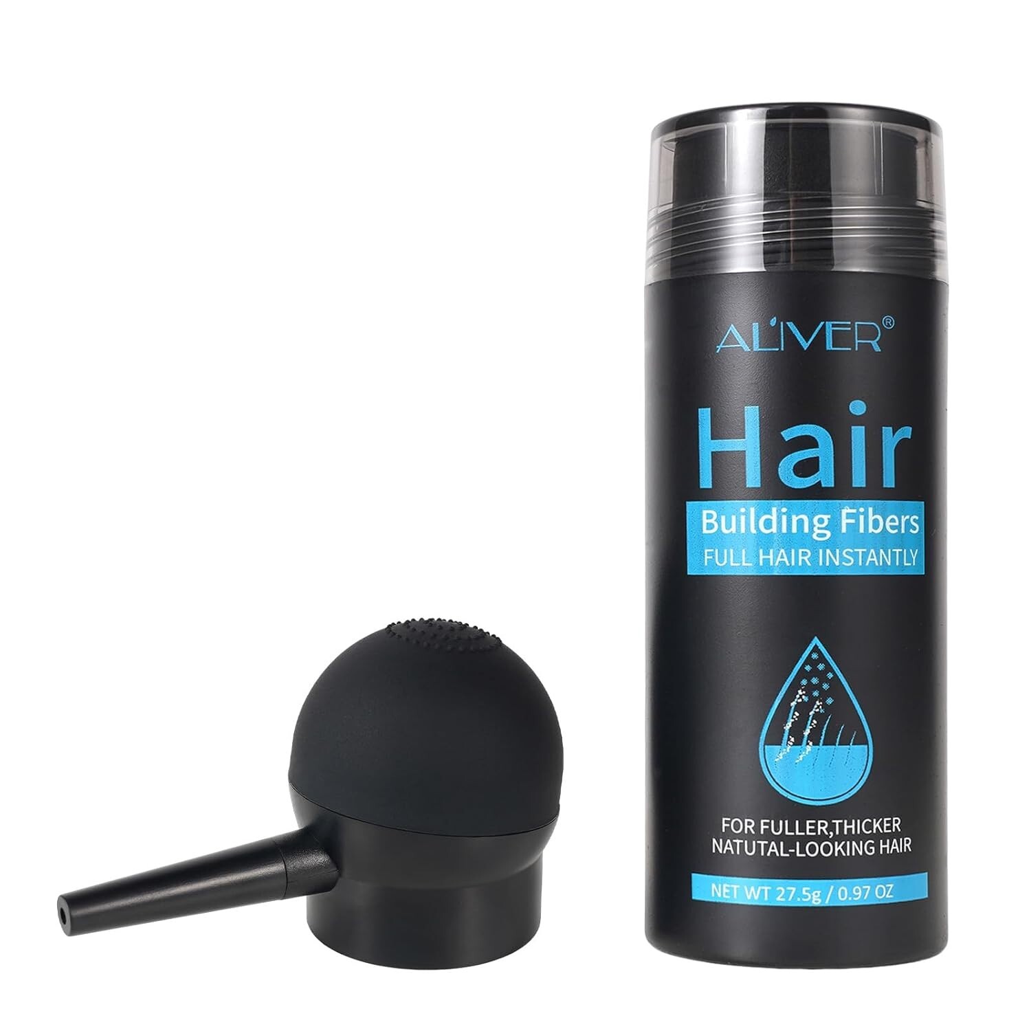 ALIVER Hair Fibers for Thinning Hair for Women & Men, Extra Spray Applicator, Bl