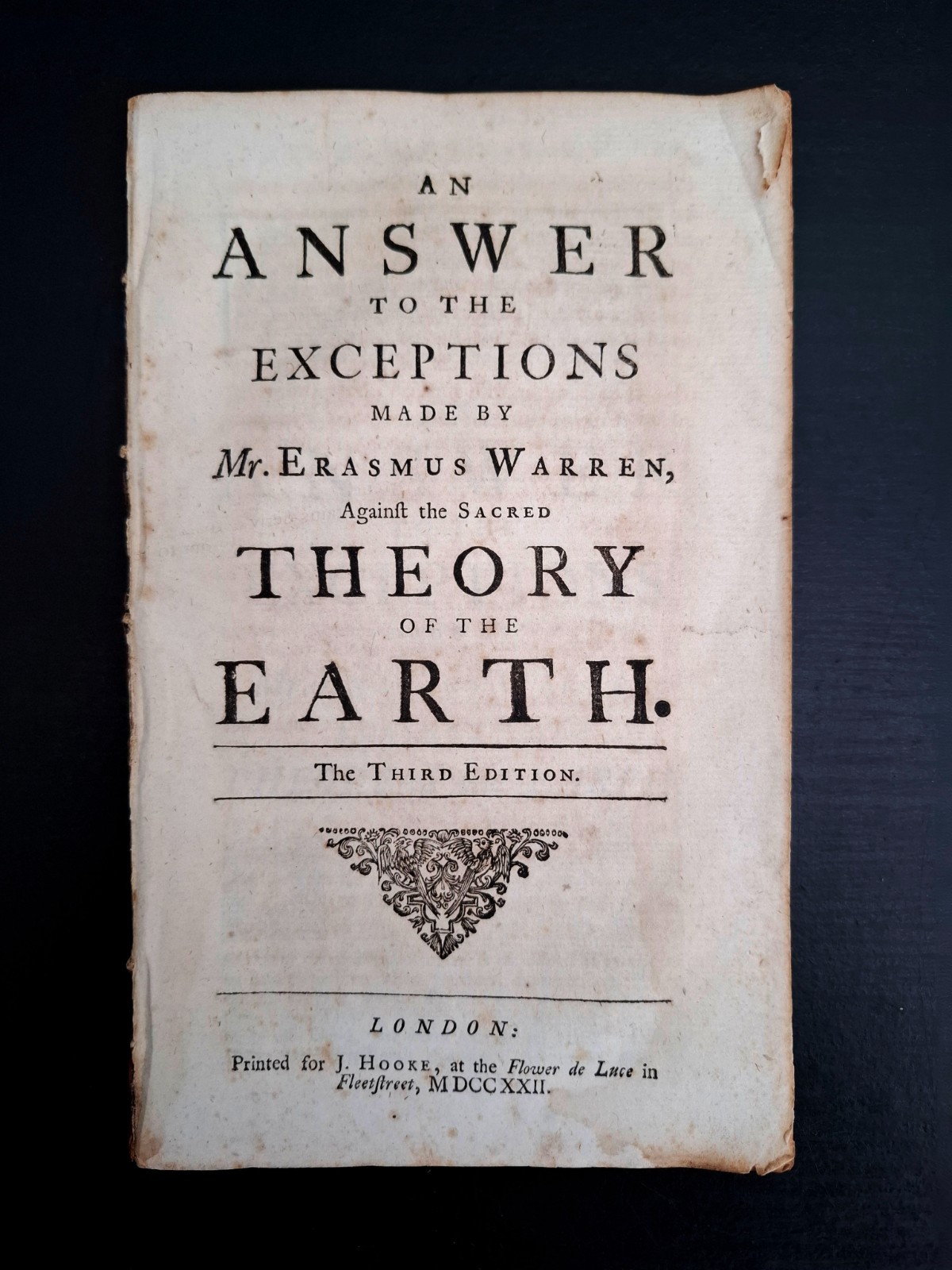 1722 - Thomas Burnet Defends Sacred Theory of Earth vs Erasmus Warren 3rd Ed